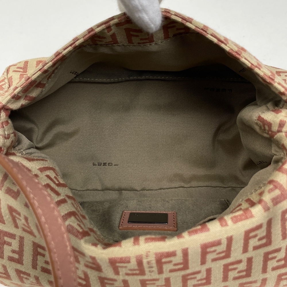 Fendi Zucchino Pattern Shoulder Bag, Canvas, Beige/Pink, 8BR180, Women's - Picture 7 of 7